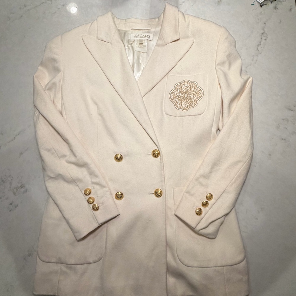 Escada Margaretha Ley Women Angora Wool Blend Blazer 36 Ivory Quiet Luxury